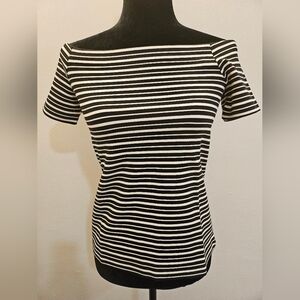 Ann Taylor Black and White Striped Top NWT